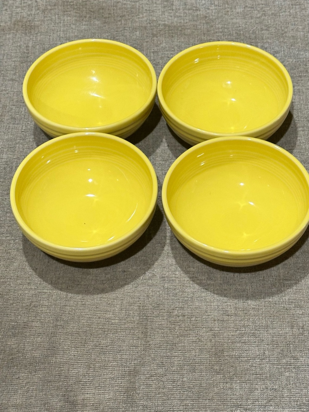 Set of 4 Homer Laughlin Fiesta Yellow Bowls – Lead Free – Bright Sunny Yellow